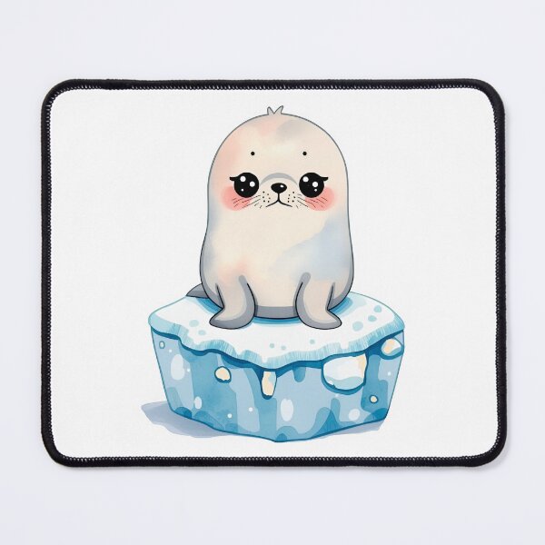 Item preview, Cute Kawaii Baby Seal on Ice Watercolor Illustration | Adorable Arctic Animal | Pastel Polar Sea Life Sticker designed and sold by PrintelloTH.