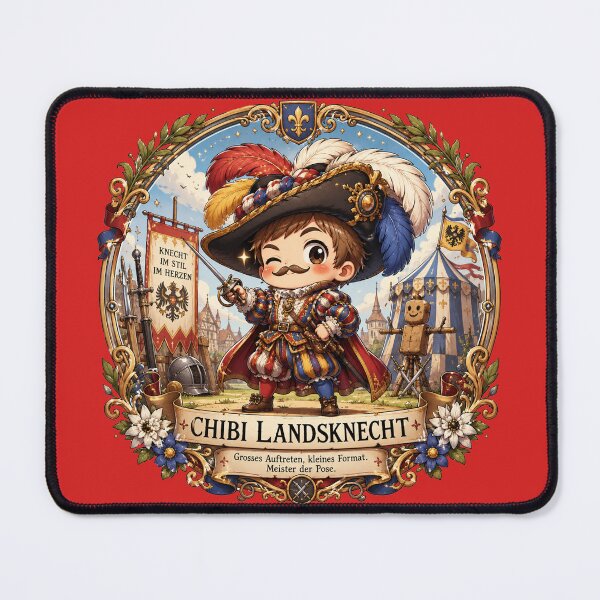 Item preview, Cute HEMA Chibi manga style Landsknecht Character Historical Fencing Art designed and sold by blackdoggdesign.