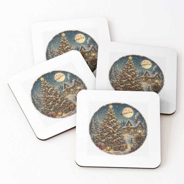 Item preview, Vintage Christmas Tree Snowy Winter Village Design designed and sold by NestDesigns1.