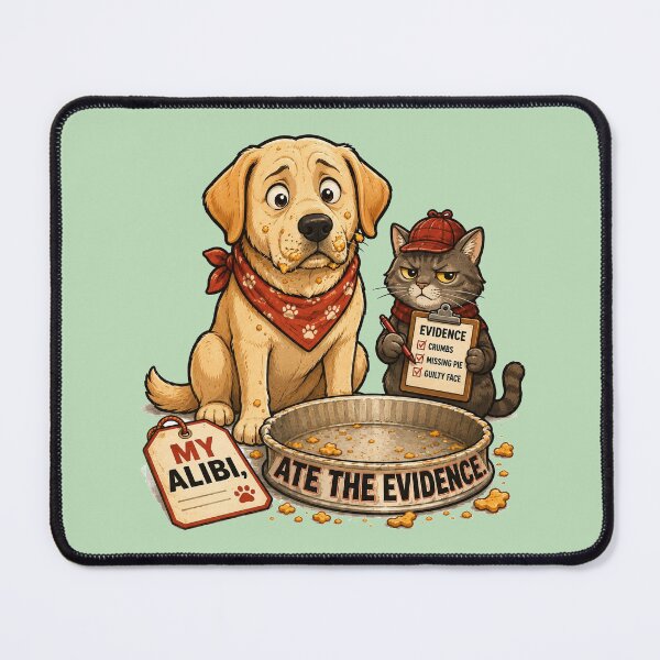 Item preview, Funny Food Thief Dog and Detective Cat designed and sold by Gentlestate.