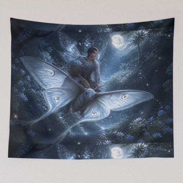 Item preview, Fairy Flower Delivery on Luna Moth designed and sold by sigmaartstudio.