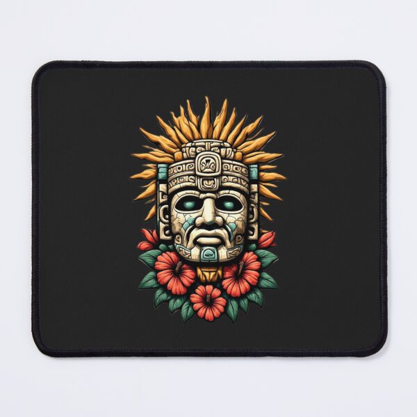 Item preview, Mayan Warrior Mask with Flowers & Sun | Elysium Echoes Icon 03 designed and sold by Shift-Bloom.