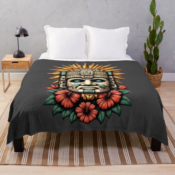 Item preview, Mayan Warrior Mask with Flowers & Sun | Elysium Echoes Icon 03 designed and sold by Shift-Bloom.