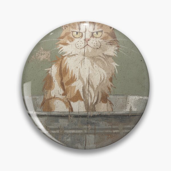 Item preview, Outraged Turkish Van Cat Soaking in the Bathtub Folk Art designed and sold by PictorialWhimsy.