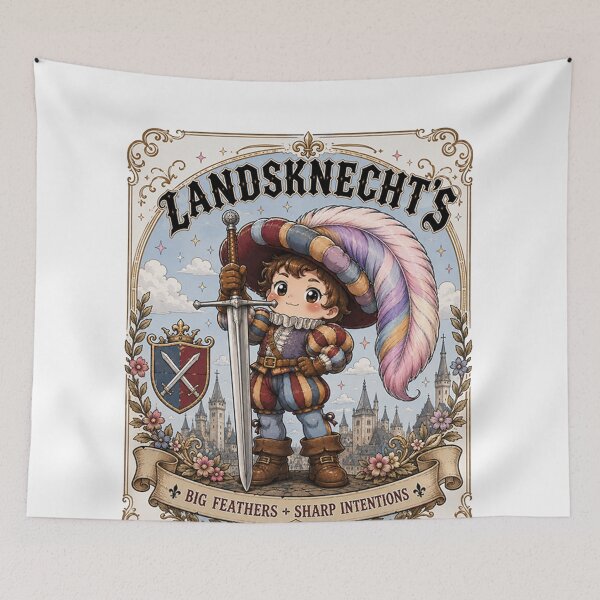 Item preview, Cute HEMA Chibi manga style Landsknecht Character Historical Fencing Art designed and sold by blackdoggdesign.