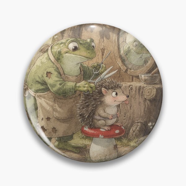 Item preview, Frog Barber Trimming a Hedgehog's Spines designed and sold by PictorialWhimsy.