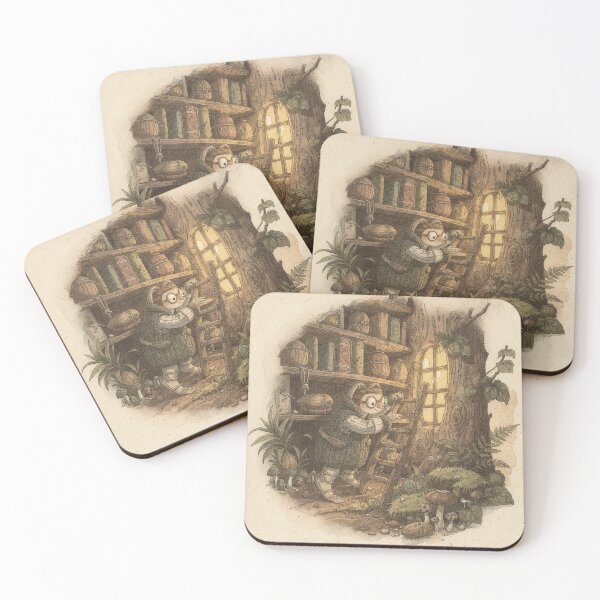 Item preview, Caterpillar Librarian Among Stacked Seed-Pods designed and sold by PictorialWhimsy.