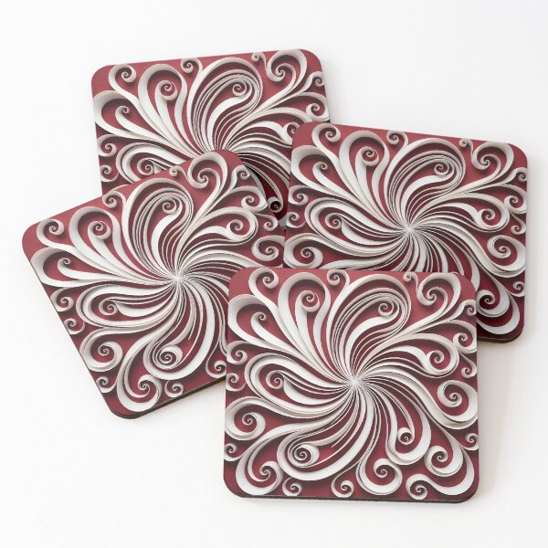 Item preview, Red and White Curly Spiral designed and sold by Vicky Brago-Mitchell®.
