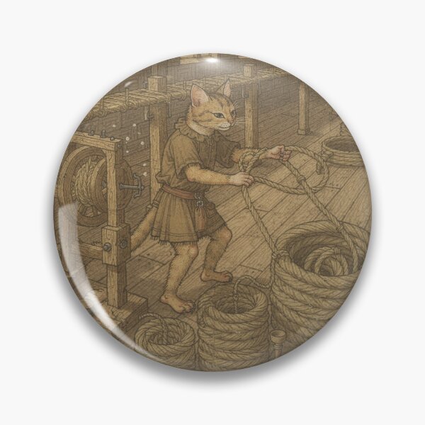 Item preview, Medieval Cat Rope-Maker Twisting Hemp in the Ropewalk Manuscript Art designed and sold by PictorialWhimsy.