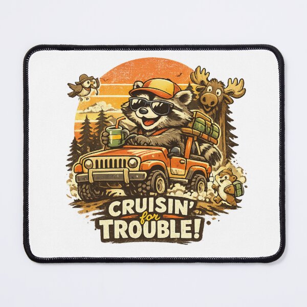 Item preview, Cruisin' For Trouble Raccoon Off-Road Jeep Shirt | Funny Camping Adventure Vintage Retro Wildlife Graphic designed and sold by Catchy-Couture.