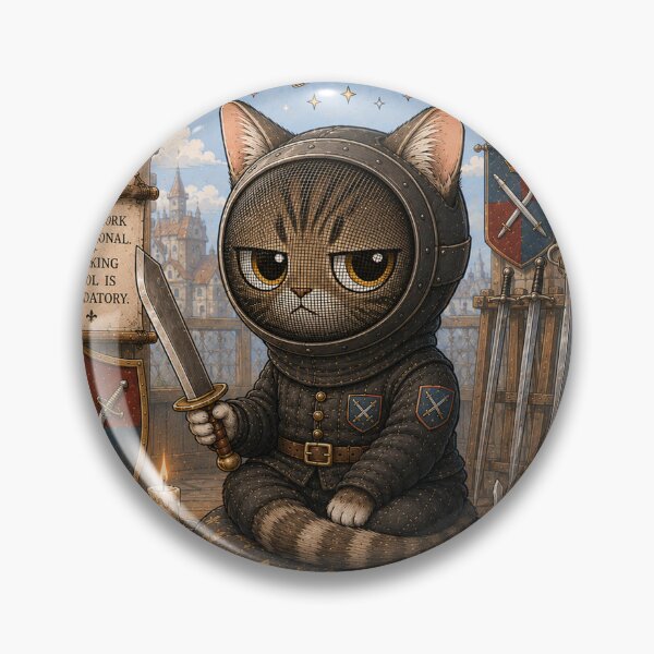 Item preview, Cute HEMA Chibi manga style fencing cat Character Historical Fencing Art designed and sold by blackdoggdesign.