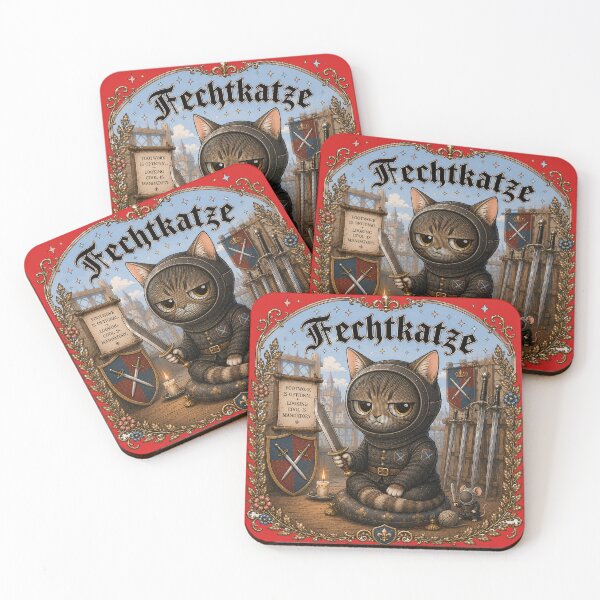 Item preview, Cute HEMA Chibi manga style fencing cat Character Historical Fencing Art designed and sold by blackdoggdesign.