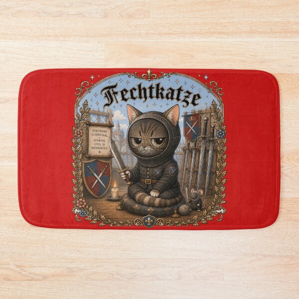 Item preview, Cute HEMA Chibi manga style fencing cat Character Historical Fencing Art designed and sold by blackdoggdesign.