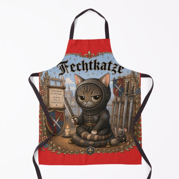 Item preview, Cute HEMA Chibi manga style fencing cat Character Historical Fencing Art designed and sold by blackdoggdesign.