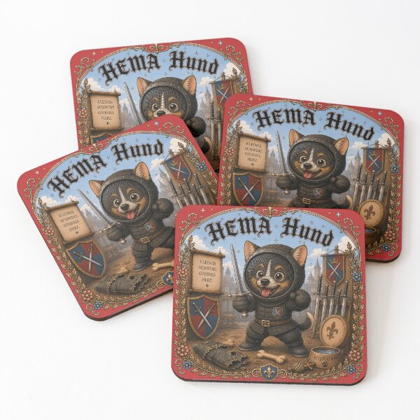 Item preview, Cute HEMA Chibi manga style HEMA HUND DOG Character Historical Fencing Art designed and sold by blackdoggdesign.