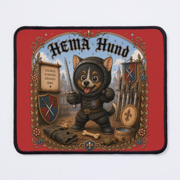Item preview, Cute HEMA Chibi manga style HEMA HUND DOG Character Historical Fencing Art designed and sold by blackdoggdesign.