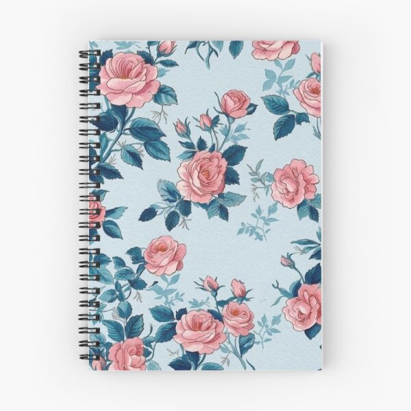 Item preview, Vintage Botanical Pink Rose Pattern Soft Blue Aesthetic designed and sold by MAGICKEY2024.