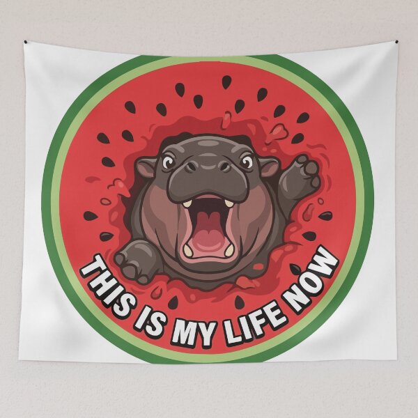 Item preview, This Is My Life Now Pygmy Hippo Stuck Meme designed and sold by Arc2020.