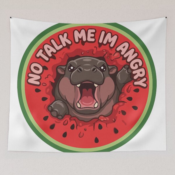 Item preview, No Talk Me Im Angry Pygmy Hippo Watermelon Art designed and sold by Arc2020.