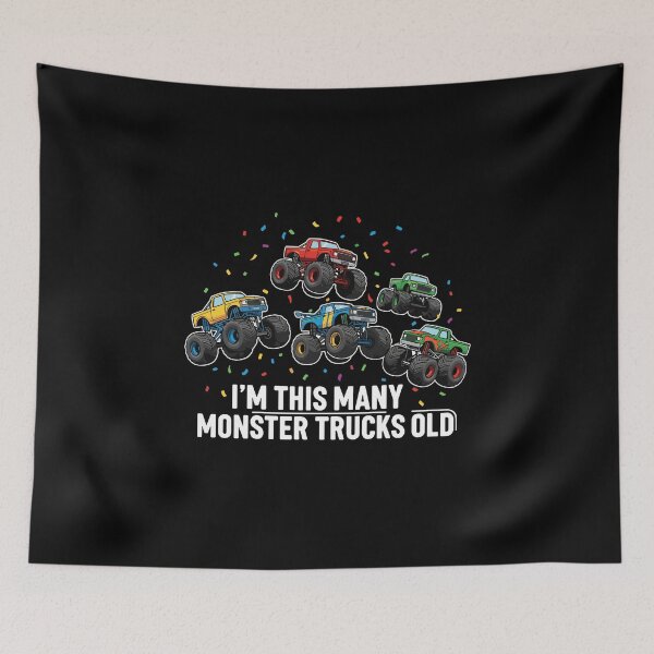 Item preview, I'm This Many Monster Trucks Old Fifth Birthday Boy Monster Truck designed and sold by PopStars1993.