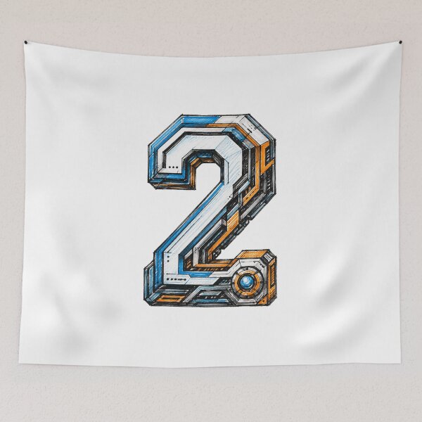 Item preview, Number 2 Sci-Fi Mechanical Typography Design designed and sold by GalaMine.