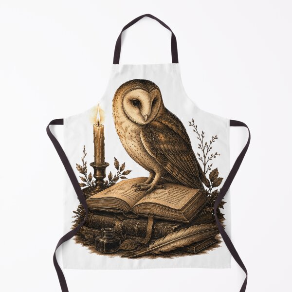 Item preview, Vintage Barn Owl on Antique Books & Candle Sketch designed and sold by Piising.