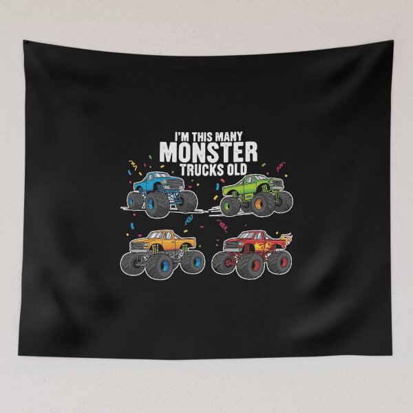 Item preview, I'm This Many Monster Trucks Old 4th Birthday Boy Monster Truck Fan designed and sold by PopStars1993.