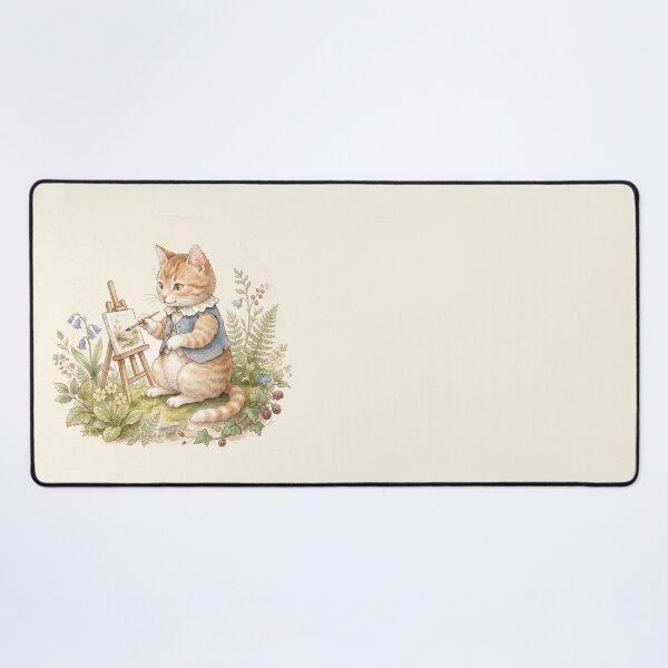 Item preview, Cozy Little Artist Cat Painting on Easel Watercolor Art designed and sold by Pasteltone.