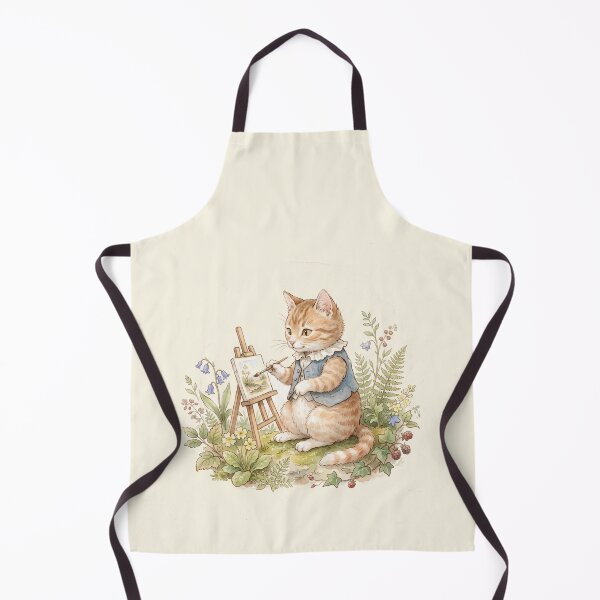 Item preview, Cozy Little Artist Cat Painting on Easel Watercolor Art designed and sold by Pasteltone.