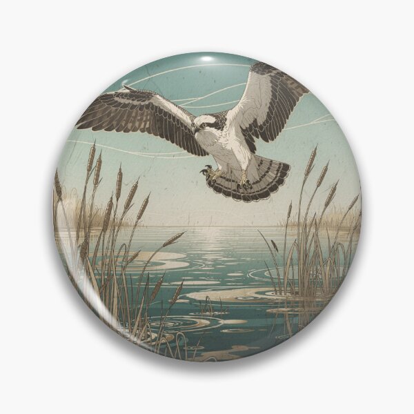 Item preview, Art Nouveau Osprey Above the Reeds in Gold designed and sold by PictorialWhimsy.