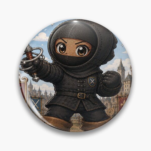 Item preview, Cute HEMA Chibi manga style little fencer / fighter Character Historical Fencing Art designed and sold by blackdoggdesign.