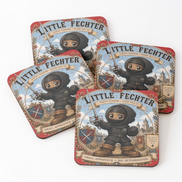 Item preview, Cute HEMA Chibi manga style little fencer / fighter Character Historical Fencing Art designed and sold by blackdoggdesign.