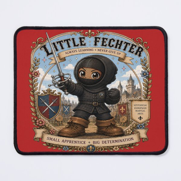 Item preview, Cute HEMA Chibi manga style little fencer / fighter Character Historical Fencing Art designed and sold by blackdoggdesign.