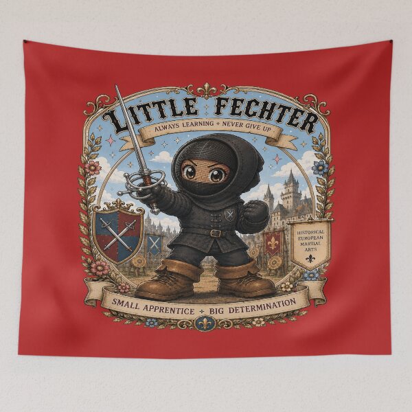 Item preview, Cute HEMA Chibi manga style little fencer / fighter Character Historical Fencing Art designed and sold by blackdoggdesign.