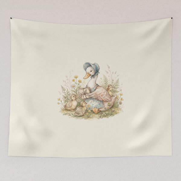 Item preview, Sweet Mother Duck and Ducklings with Letters Illustration designed and sold by Pasteltone.