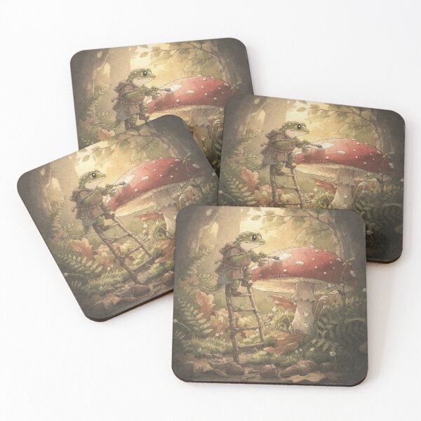 Item preview, Newt Folk Painting the Spots Back Onto a Toadstool designed and sold by PictorialWhimsy.