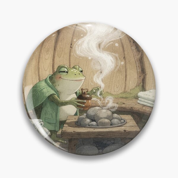 Item preview, Frog Sauna Keeper Ladling Water Onto Hot Pebbles designed and sold by PictorialWhimsy.
