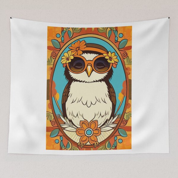 Item preview, Art - Decorative Owl, 1970s Folkloric Illustration designed and sold by World-Pets.