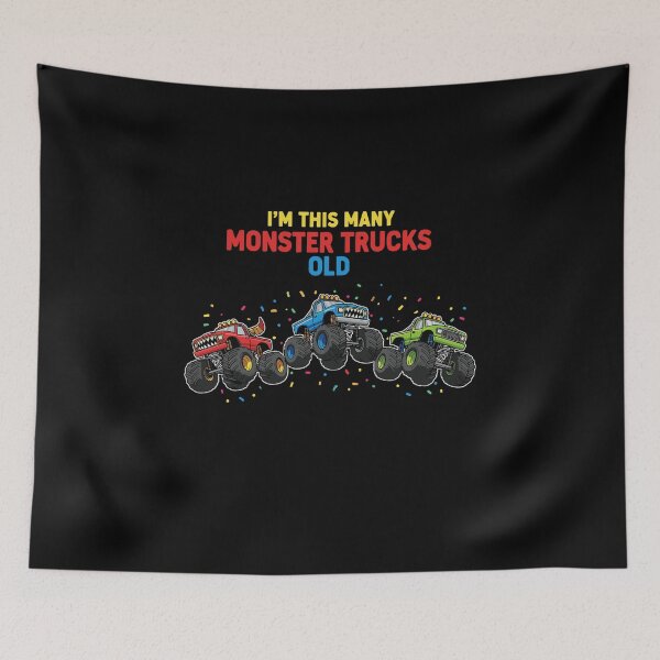 Item preview, I'm This Many Monster Trucks Old Third Birthday Kid Monster Truck designed and sold by PopStars1993.