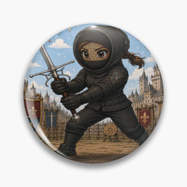 Item preview, Cute HEMA Chibi manga style longsword maiden Character Historical Fencing Art designed and sold by blackdoggdesign.