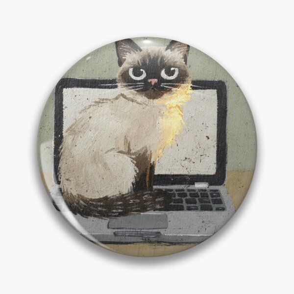 Item preview, Birman Cat Occupying the Laptop Mid-Meeting Folk Art designed and sold by PictorialWhimsy.