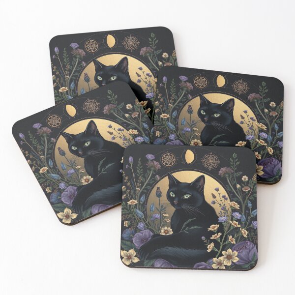 Item preview, Mystical Black Cat Floral Moon designed and sold by IntelliMindDesigns.