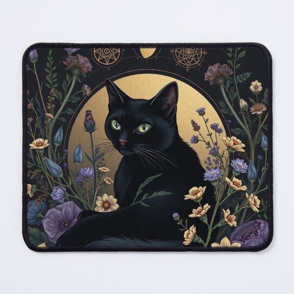 Item preview, Mystical Black Cat Floral Moon designed and sold by IntelliMindDesigns.