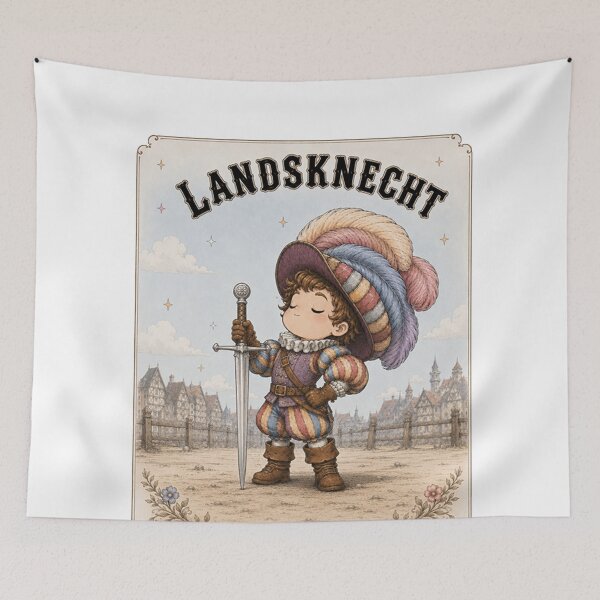 Item preview, Cute HEMA Chibi manga style Landsknecht Character Historical Fencing Art designed and sold by blackdoggdesign.