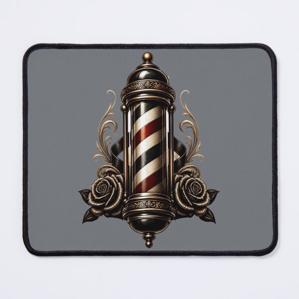 Item preview, Traditional Barber Pole Tattoo Emblem with Vintage Roses designed and sold by Barber MD Culture.