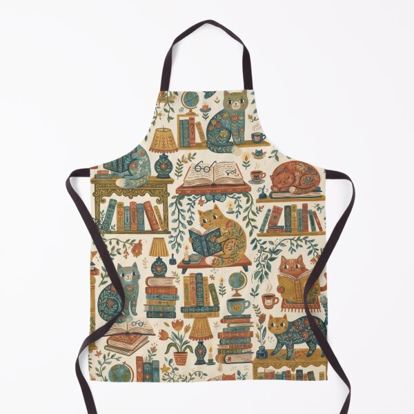 Item preview, Cozy Reading Cats Library Pattern designed and sold by Iampoji.