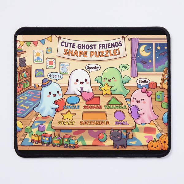 Item preview, Cute Ghost Friends Shape Puzzle | Kawaii Funny ghost | Halloween Ghost Gifts For Kids designed and sold by Softie Sticker Studio.