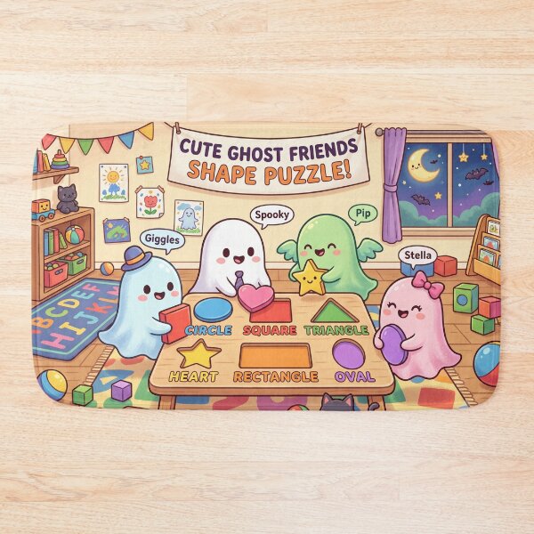 Item preview, Cute Ghost Friends Shape Puzzle | Kawaii Funny ghost | Halloween Ghost Gifts For Kids designed and sold by Softie Sticker Studio.