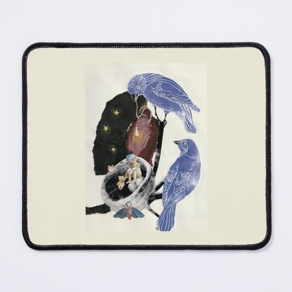 Item preview, mixed media collage artwork with birds and girl designed and sold by VintageHamlet.