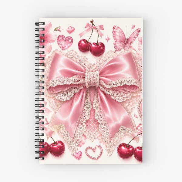 Item preview, Pink Coquette Bow Cherries Hearts designed and sold by IntelliMindDesigns.